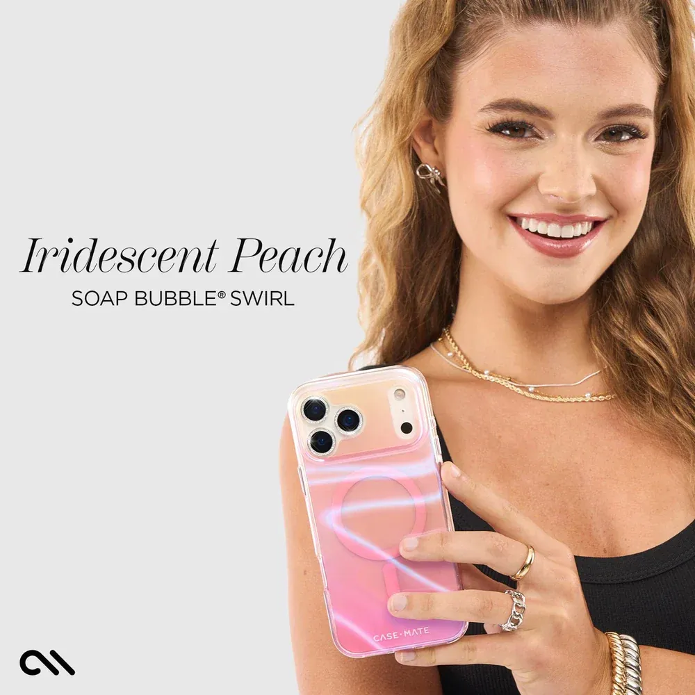 Case-Mate iPhone 17 Pro Max Peach Bubble MagSafe Case - Iridescent