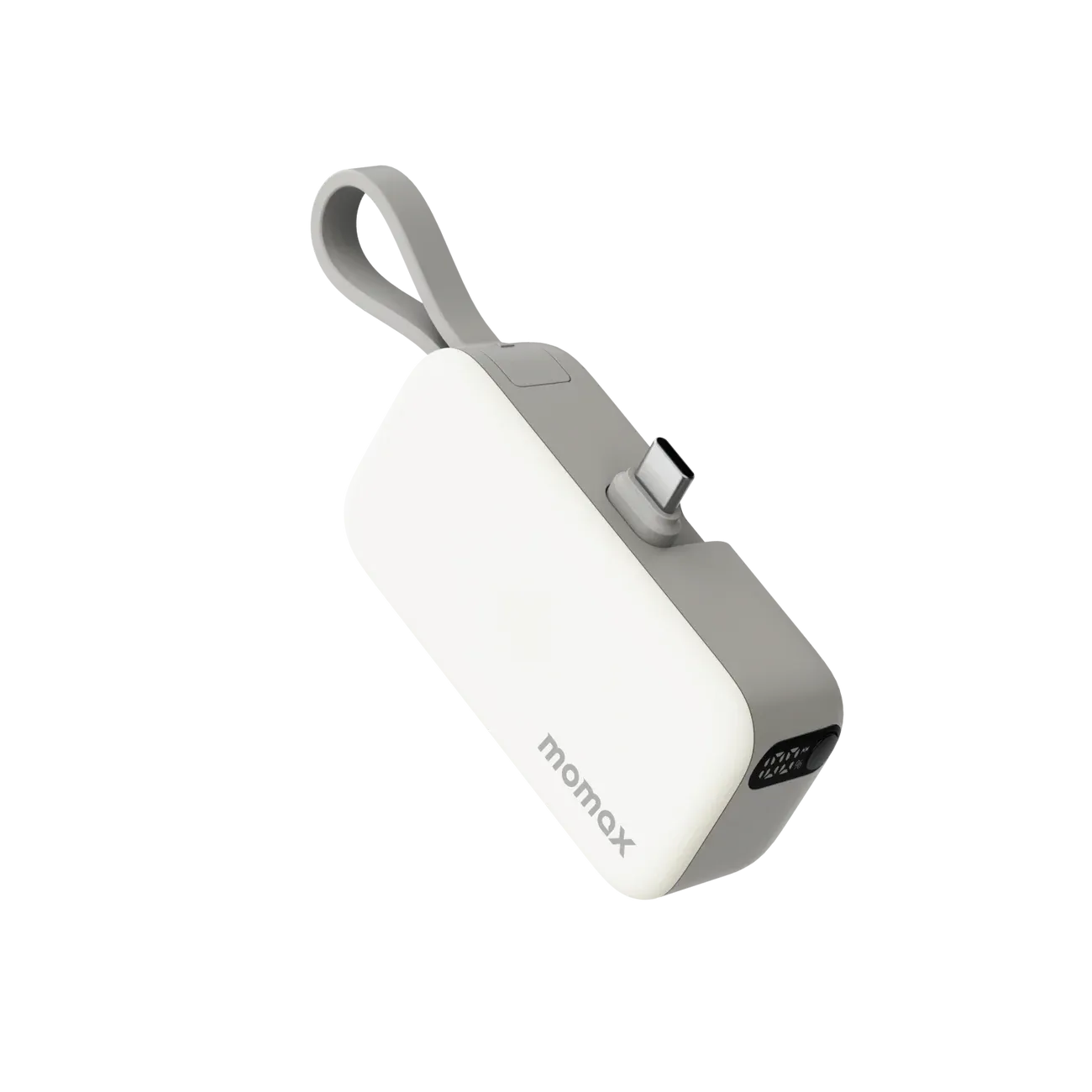 Momax 3-in-1 Mini Power Bank with USB-C Plug 5000mAh, Gray