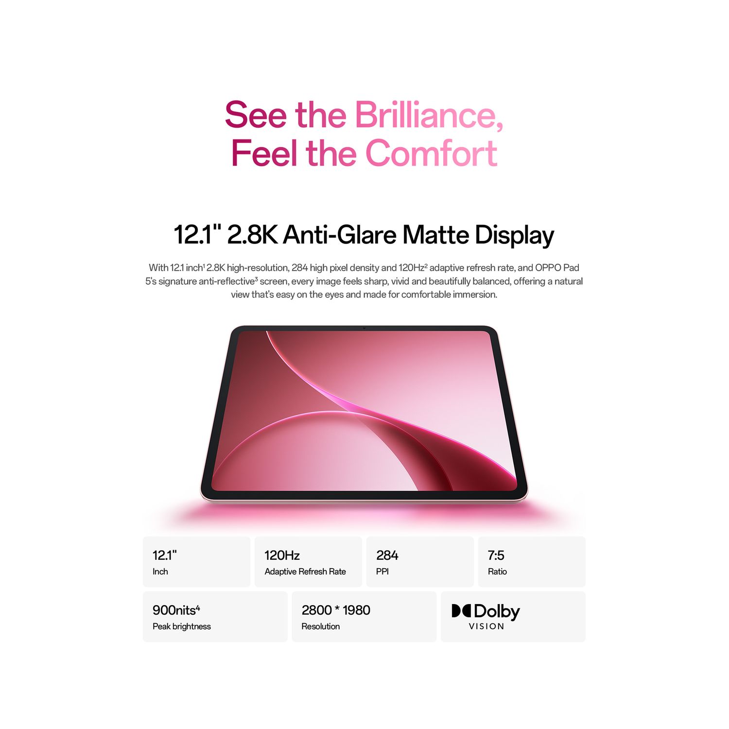 OPPO Pad 5 WIFI Matte Display Edition 256GB+8GB, Aurora Pink OPD2502