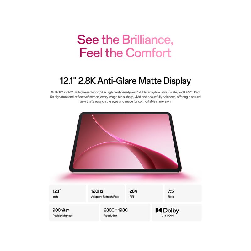 OPPO Pad 5 WIFI Matte Display Edition 256GB+8GB, Aurora Pink OPD2502