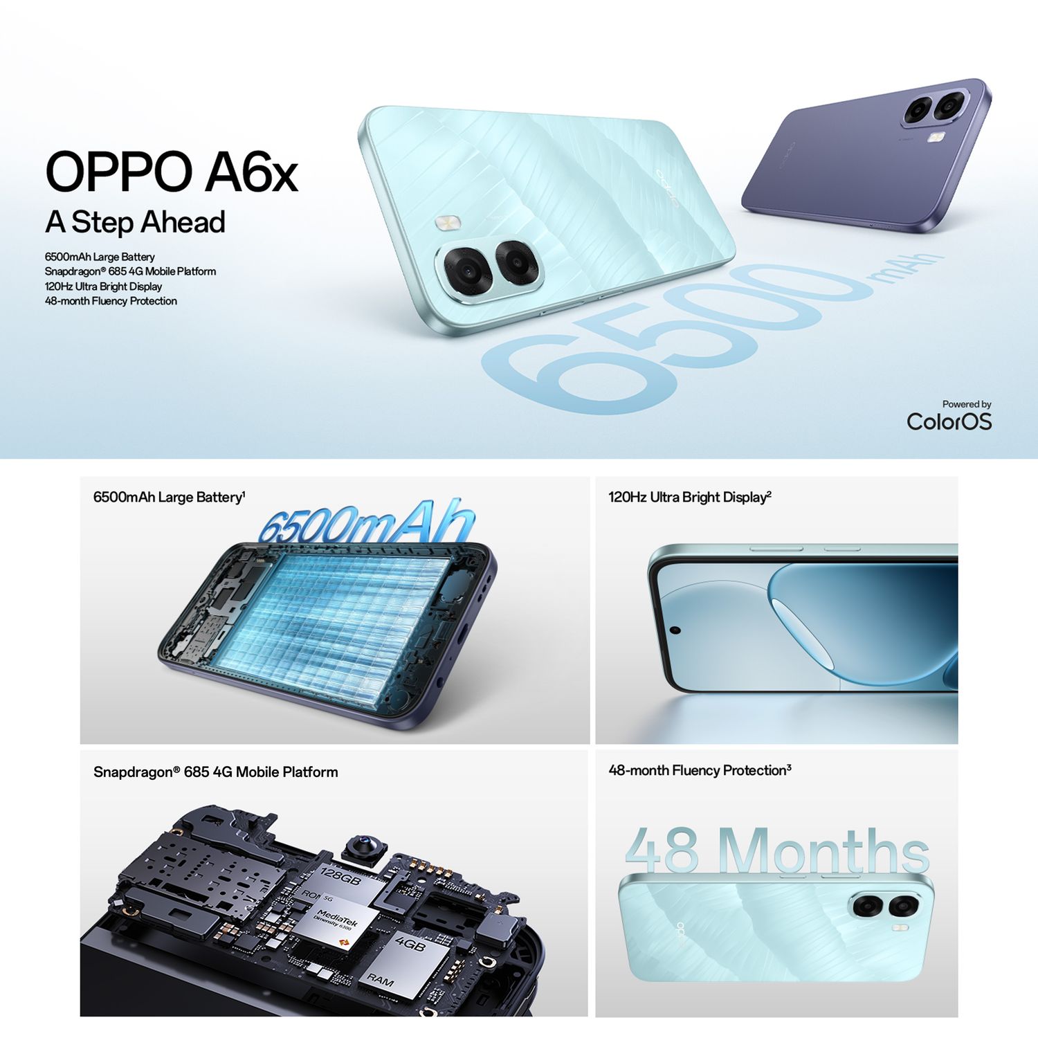 OPPO A6x CPH2819 64GB+4GB, Ice Blue SG