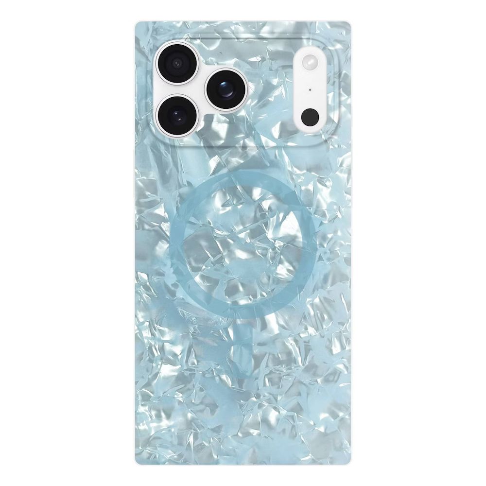 Flaunt iPhone 17 Pro Max SQUARE MagSafe Case - Icy Blue Faux Pearl