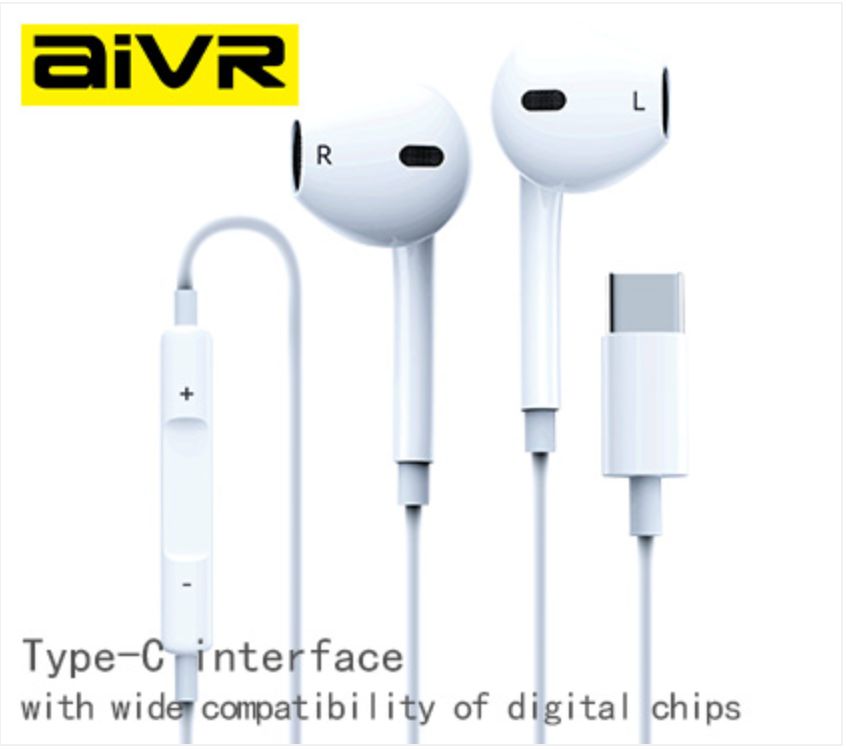 Aivr H106H Type-C Wired Earphone, White