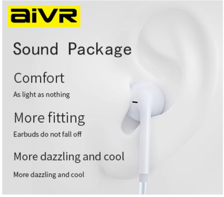 Aivr H106H Type-C Wired Earphone, White