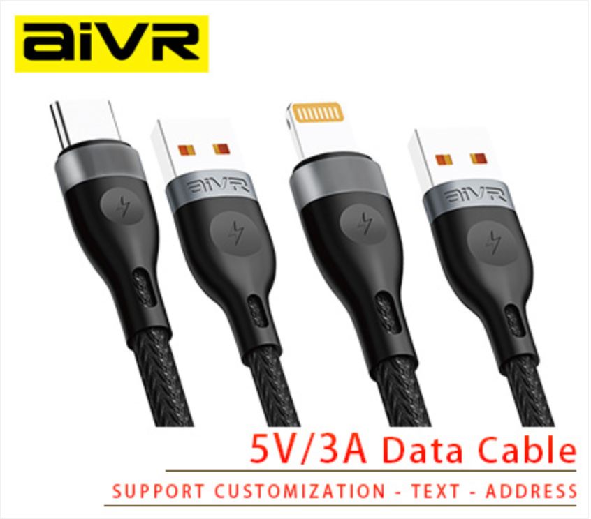 Aivr K375R-I USB-A to Lightning Cable, 1M Black