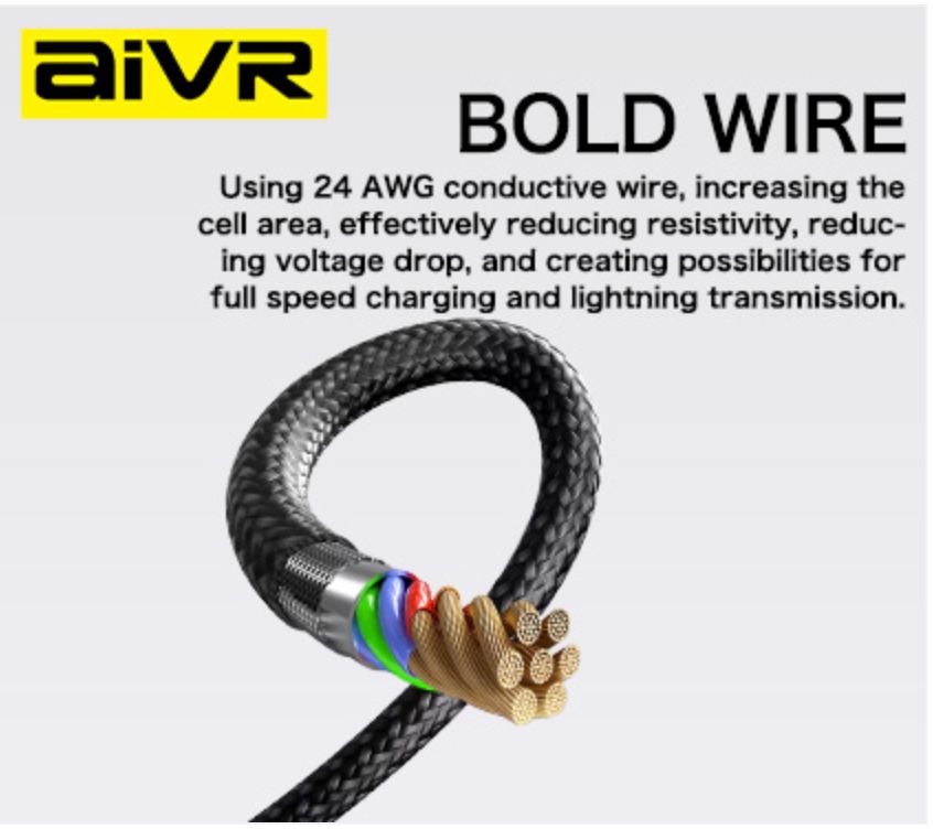 Aivr K375R-C USB-A to Type-C Cable, 1M Black