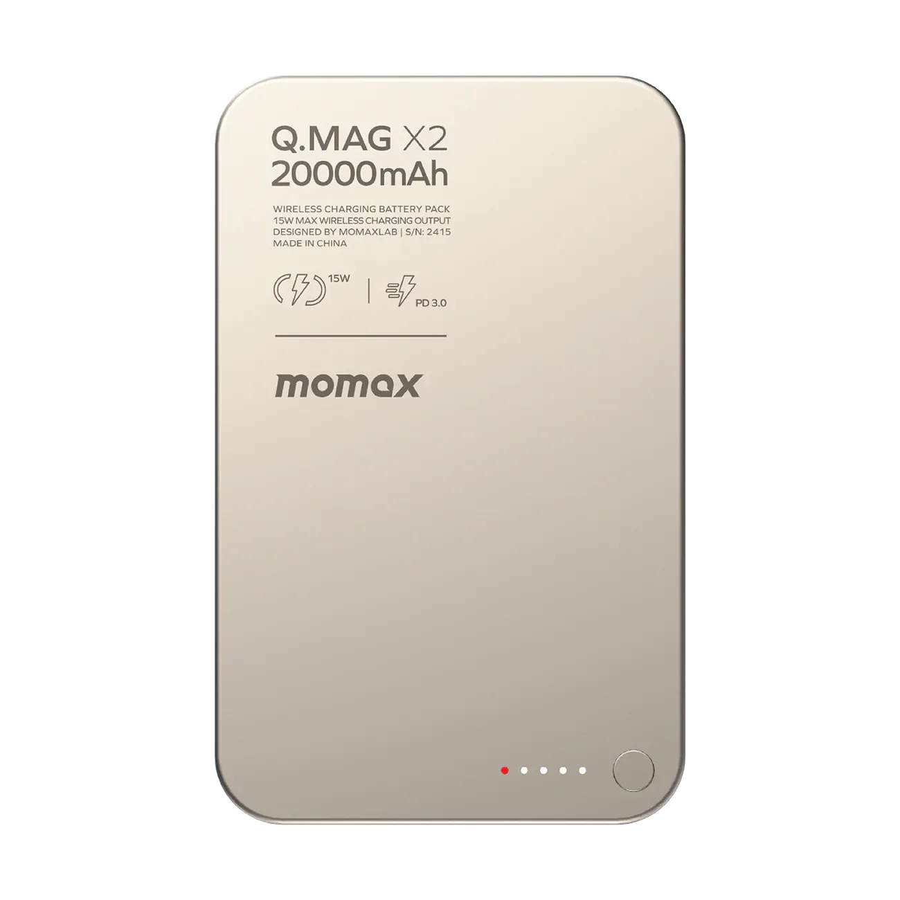 Momax Ultra Compact Magnetic Wireless Power Bank 20000mAh, Titanium Chroma