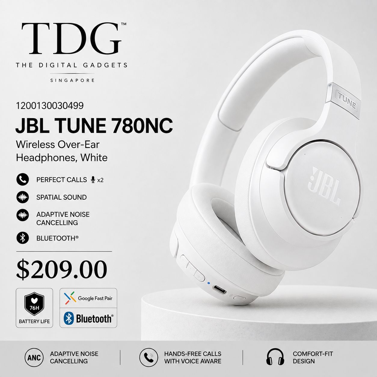 JBL TUNE 780NC, WHITE