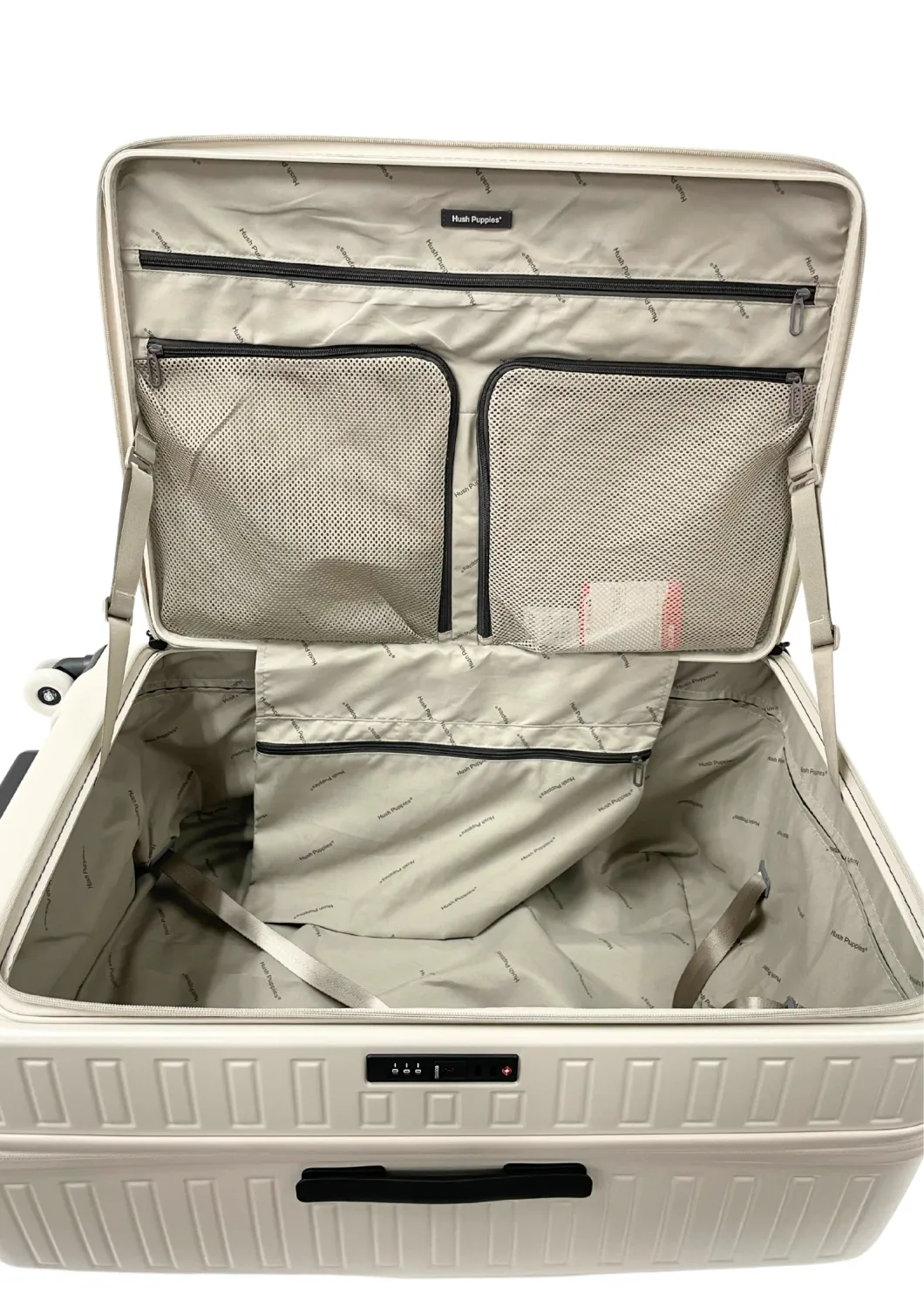 Hush Puppies Top Opening TSA Luggage 20 inch, Oat Milk