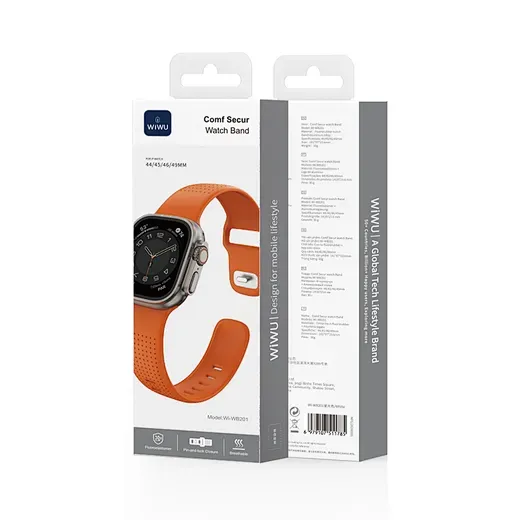 WiWU WB201 iWatch 44/45/49mm Comf Secur Watch Band, Orange