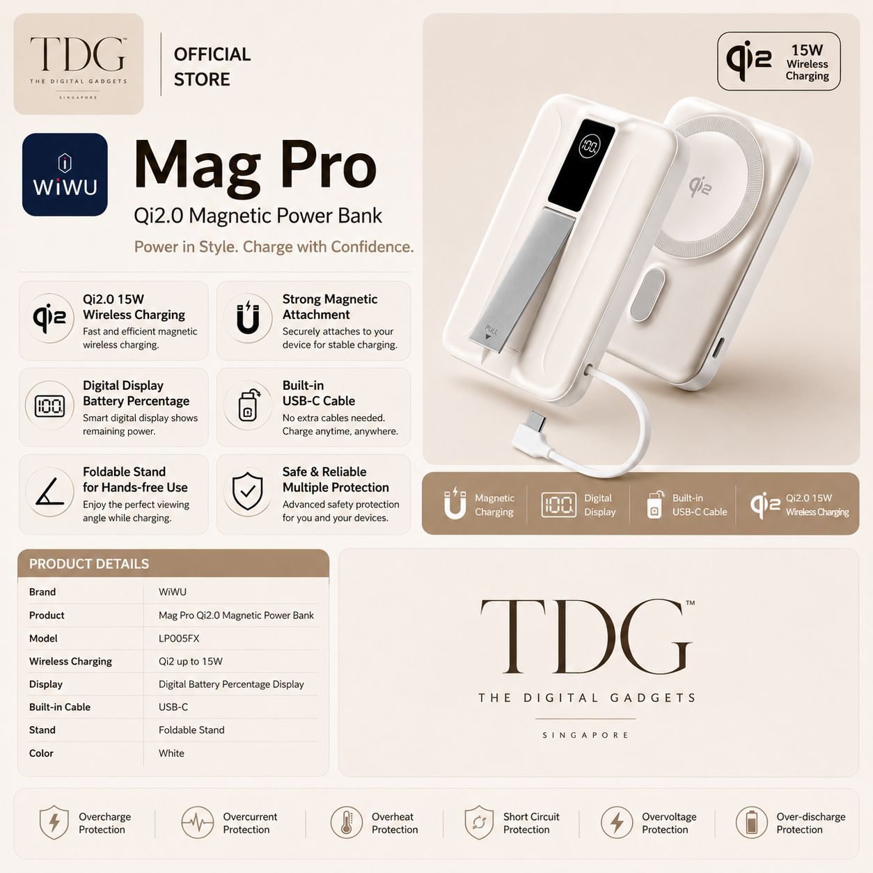 WiWU Mag Pro Qi2.0 Magnetic Power Bank – LP005FX