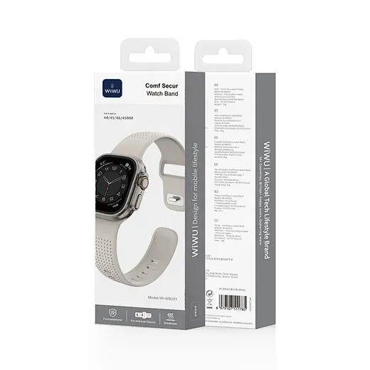 WiWU WB201 iWatch 44/45/49mm Comf Secur Watch Band, White