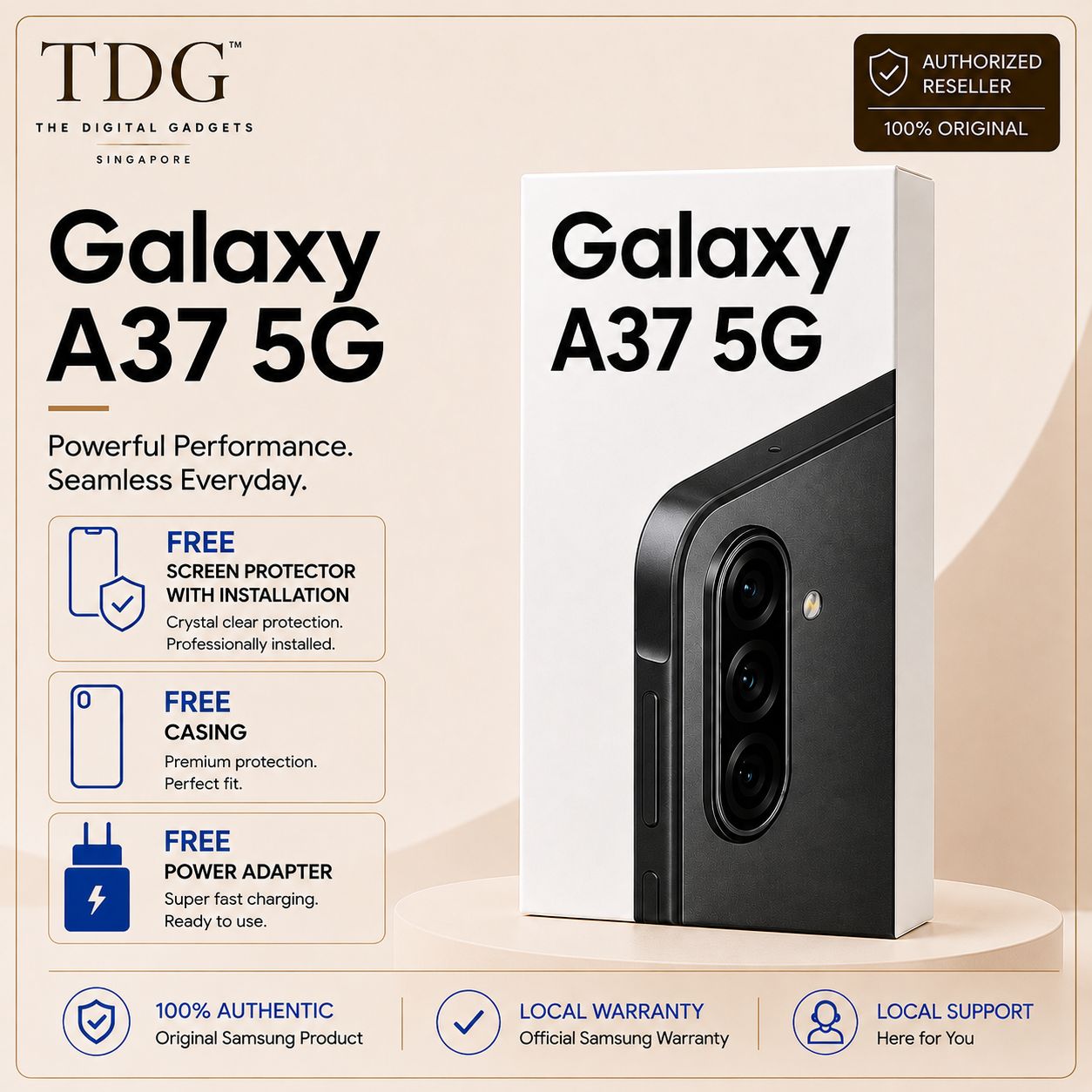 Samsung Galaxy A37 5G 8GB+256GB, Awesome Charcoal