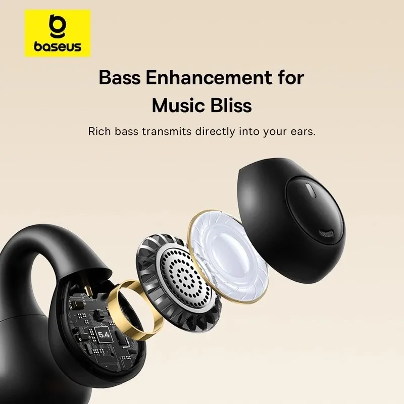 Baseus Bass 15 Clip Open-Ear TWS Earbuds, Black
