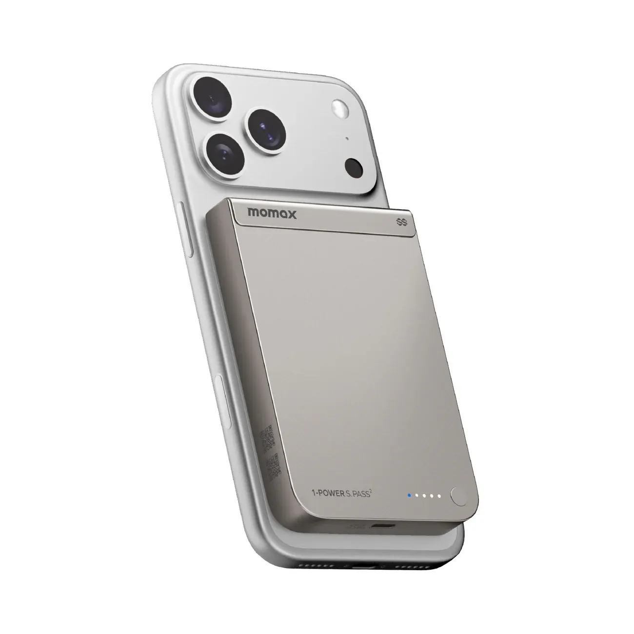 Momax 1-POWER S.PASS2 Magnetic Wireless Power Bank 10,000mAh, Titanium