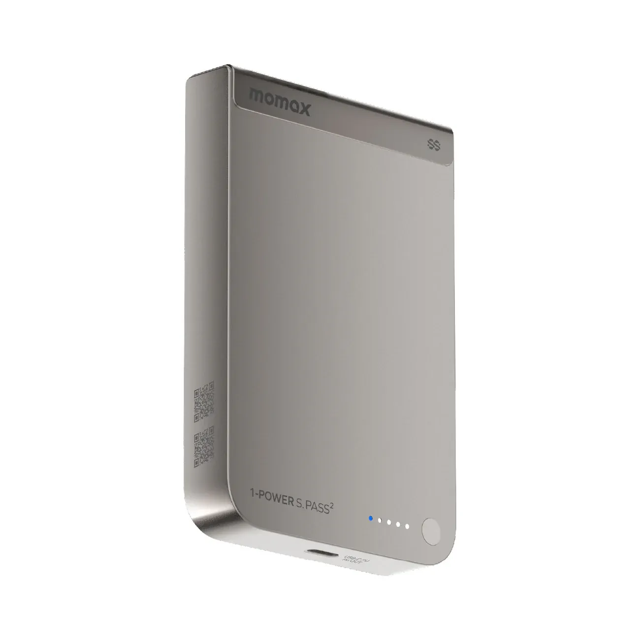 Momax 1-POWER S.PASS2 Magnetic Wireless Power Bank 10,000mAh, Titanium