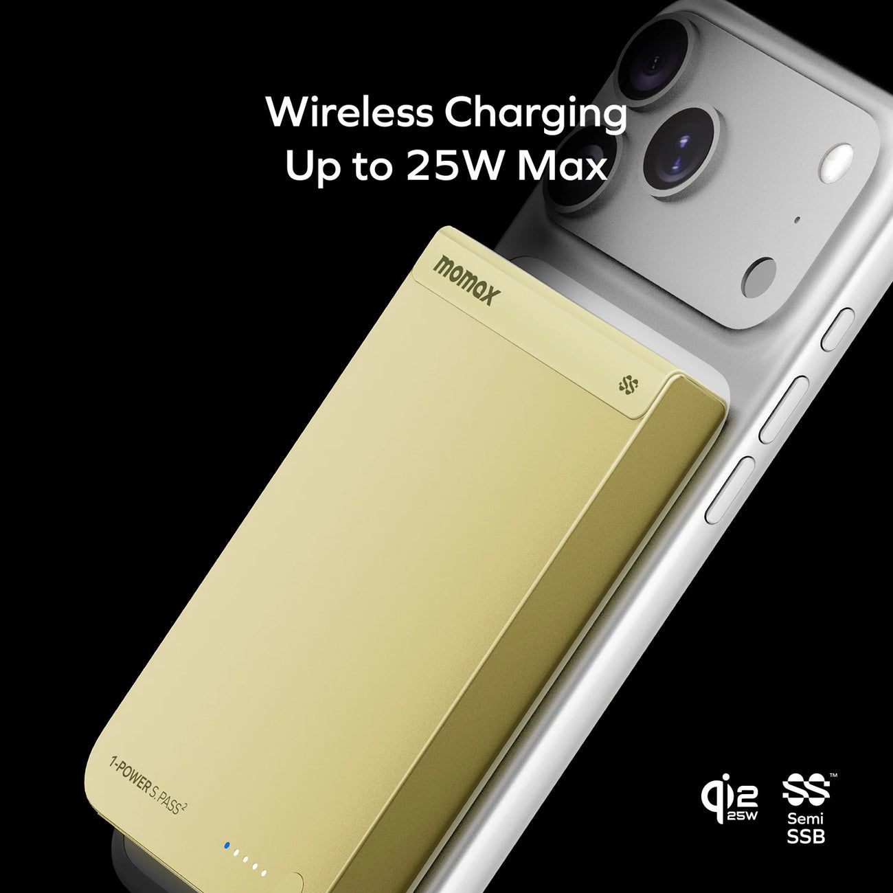 Momax 1-POWER S.PASS2 Magnetic Wireless Power Bank 10,000mAh, Yellow