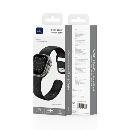 WiWU WB201 iWatch 44/45/49mm Comf Secur Watch Band, Black