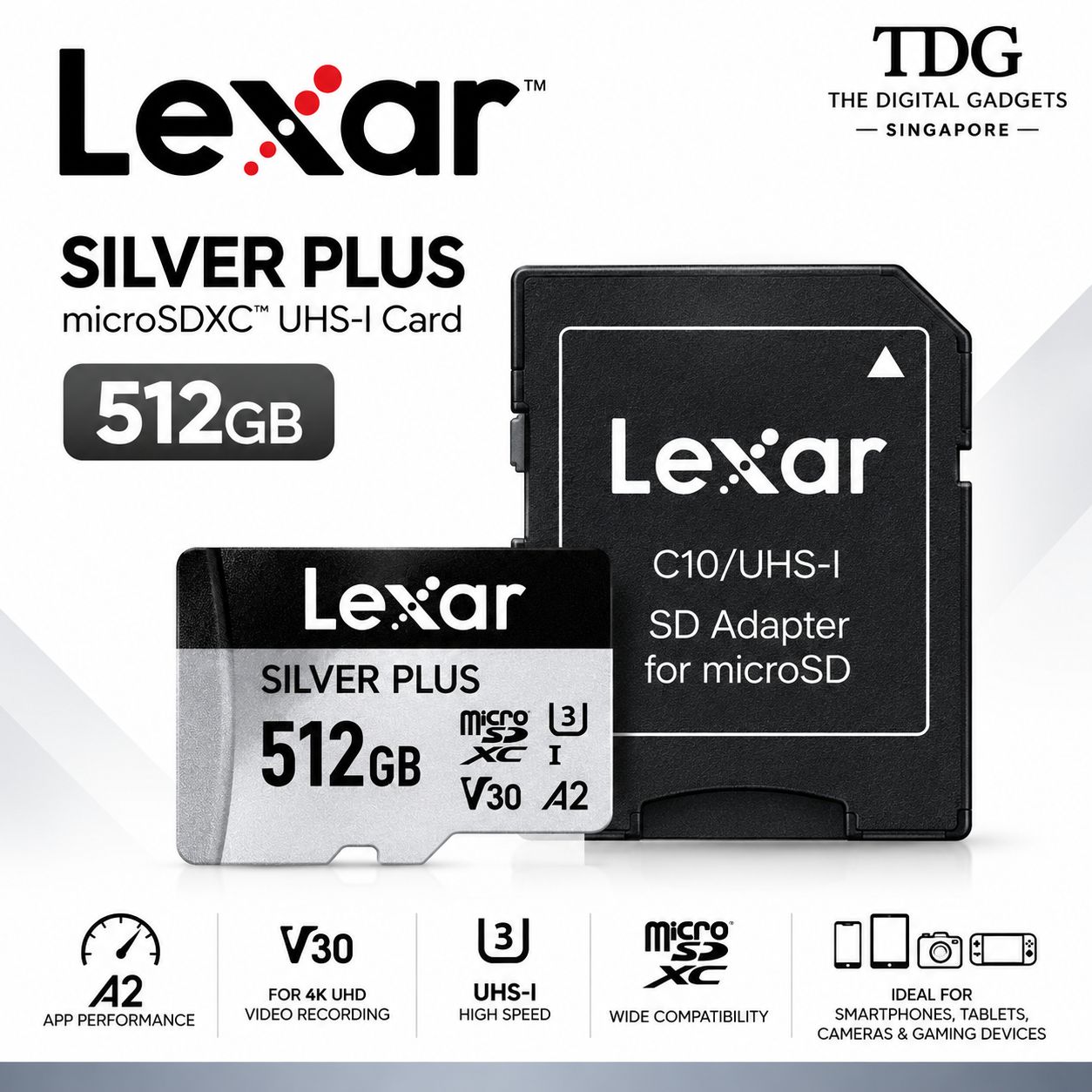 Lexar Silver Plus Micro SD Card 512 GB