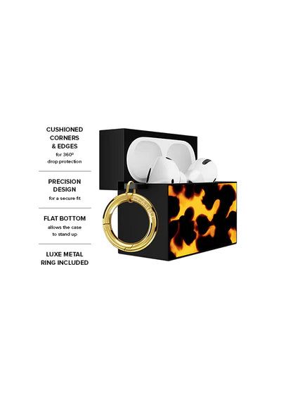 Flaunt AirPods Pro 3 SQUARE Case with Gold Ring Clip - Tortoise Print