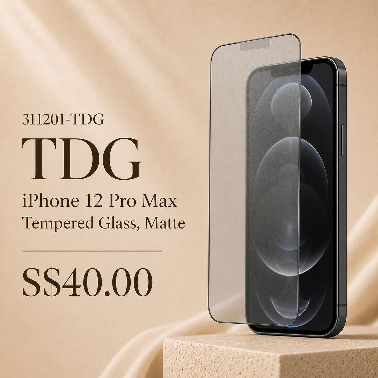 TDG iPhone 12 Pro Max Tempered Glass, Matte&amp;nbsp;