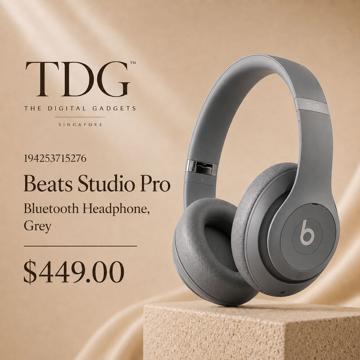Beats Studio Pro Bluetooth Headphone, Grey