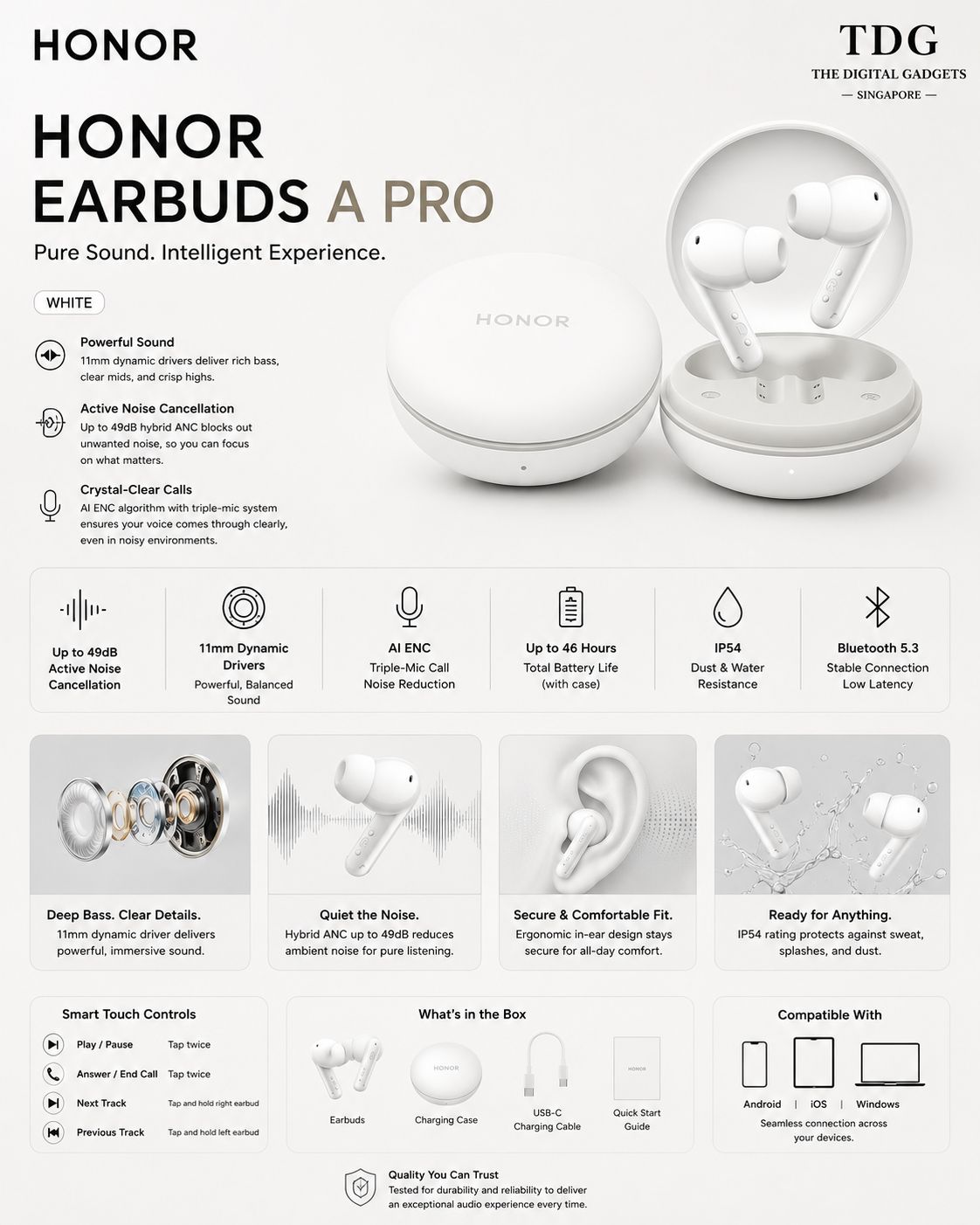 Honor Earbuds A Pro, White