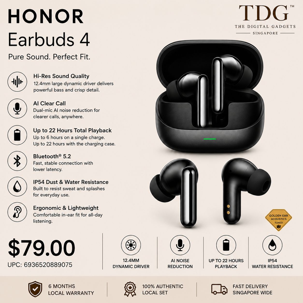 Honor Earbuds 4, Black