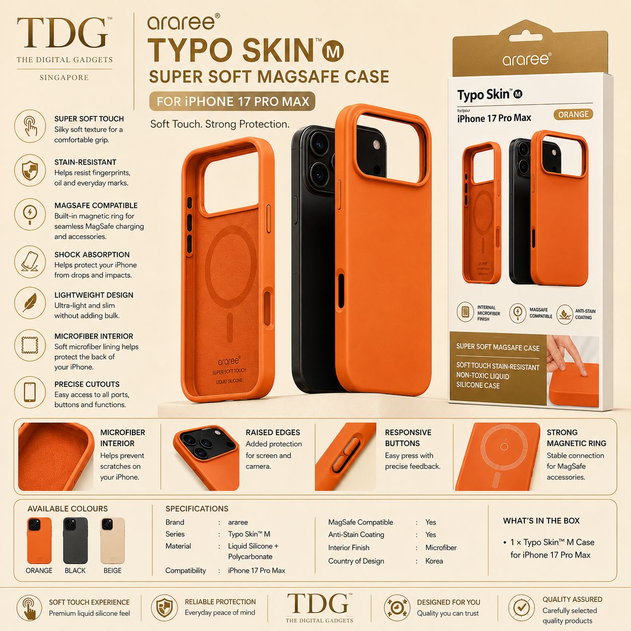 araree Typo Skin M Super Soft MagSafe Case for iPhone 17 Pro Max