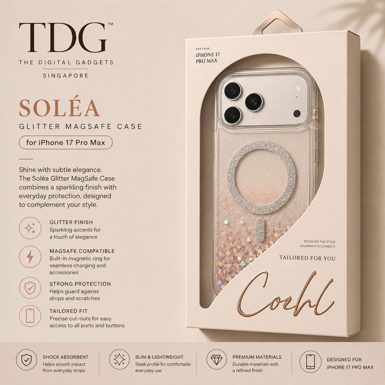 Solea Glitter MagSafe Case for iPhone 17 Pro Max