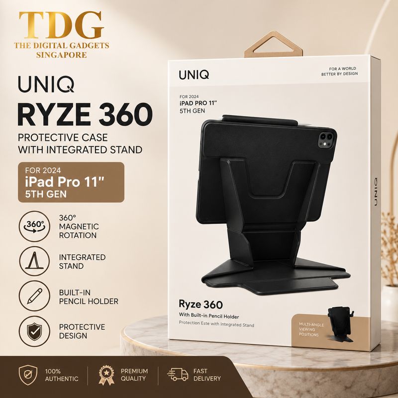 UNIQ iPad Pro 11" M5/M4 Ryze 360 Protective Case, Black UNIQ iPad Pro 11" M5/M4 Ryze 360 Protective Case, Black