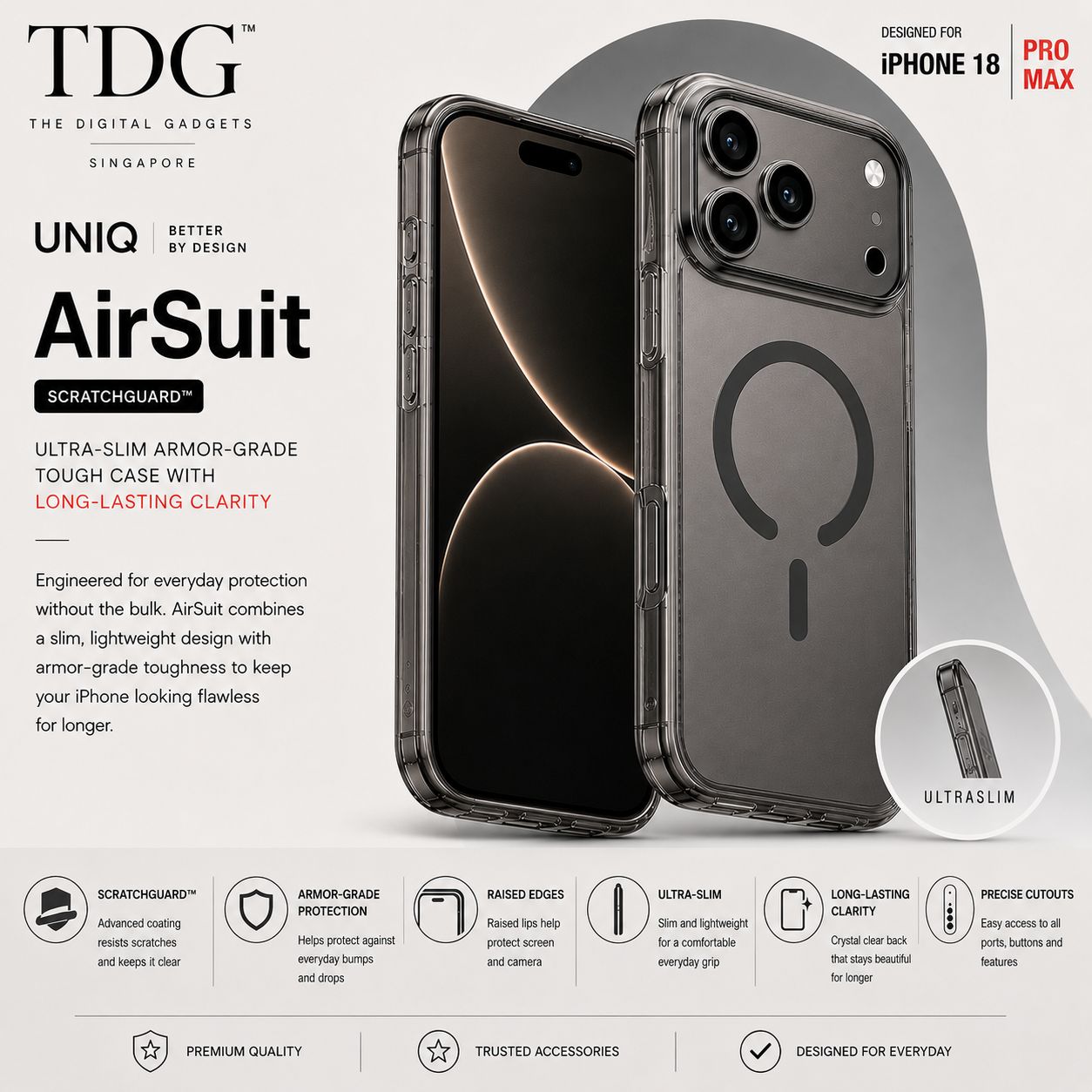 UNIQ AirSuit ScratchGuard Case for iPhone 18 Pro Max