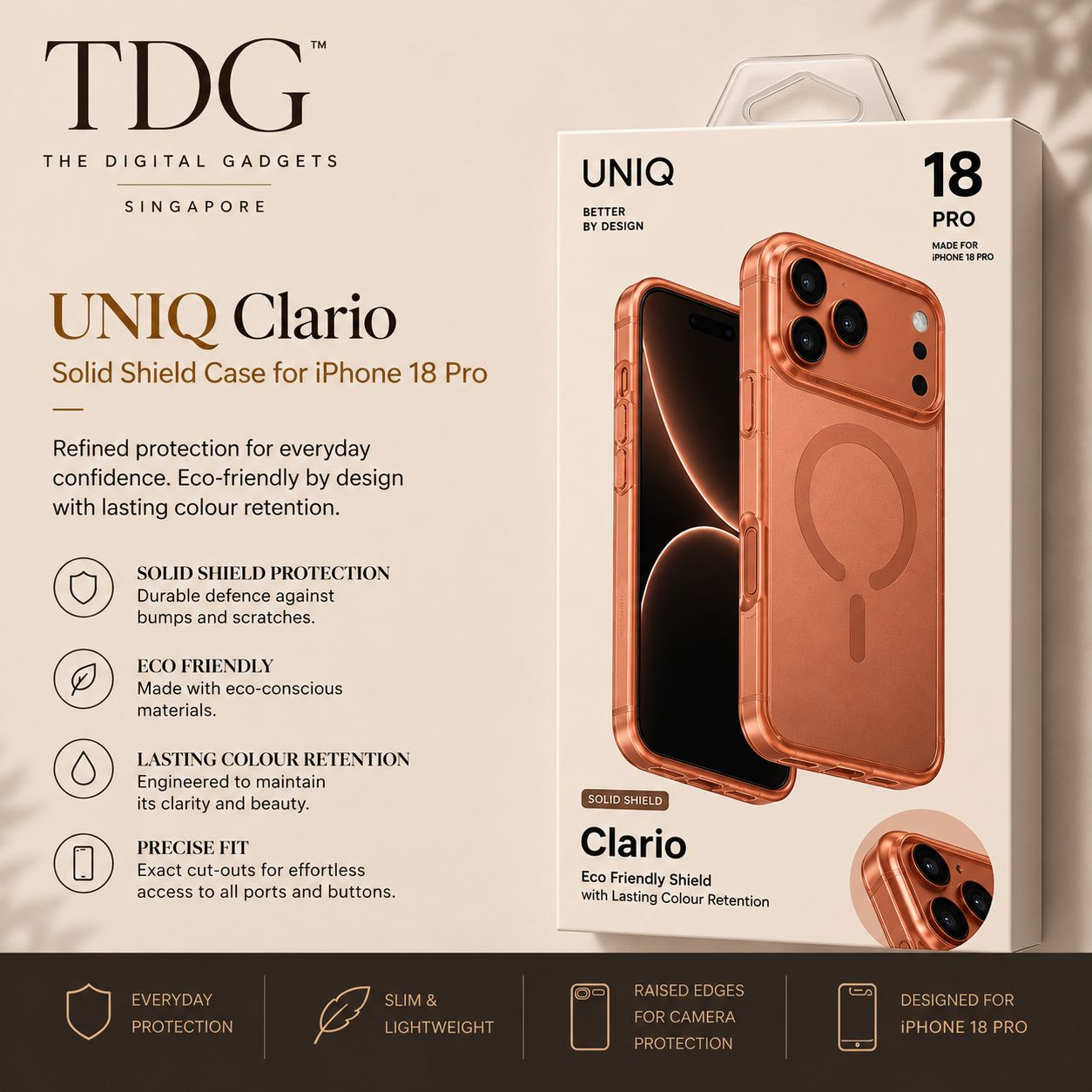 UNIQ Clario Solid Shield Case for iPhone 18 Pro Max
