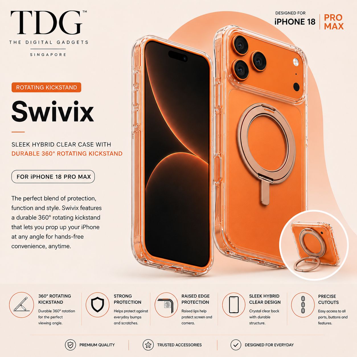 UNIQ Swivix Rotating Kickstand Case for iPhone 18 Pro Max