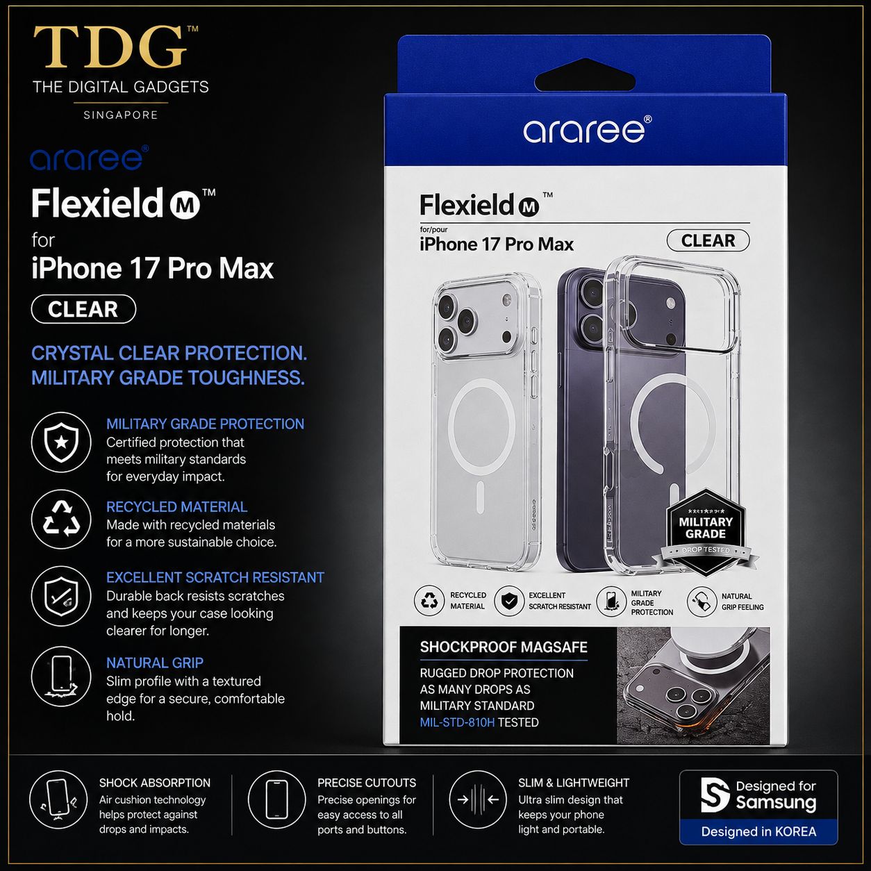 Araree iPhone 17 Pro Max Flexield Case, Clear