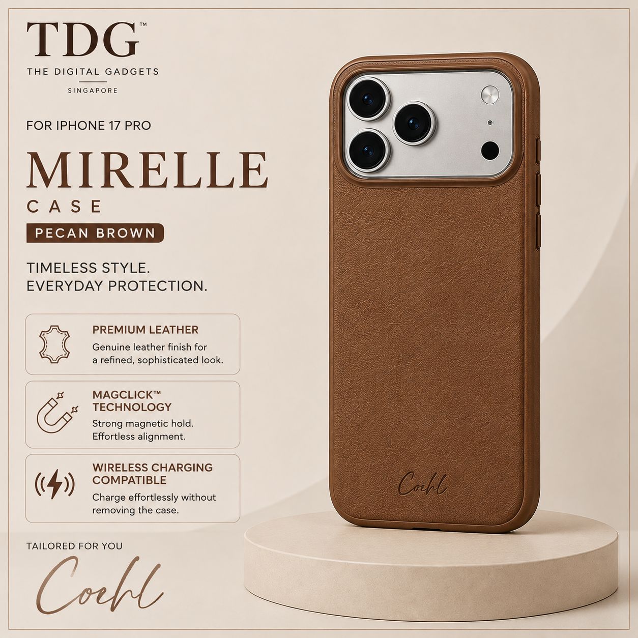 Coehl iPhone 17 Pro Mirelle Case, Pecan Brown