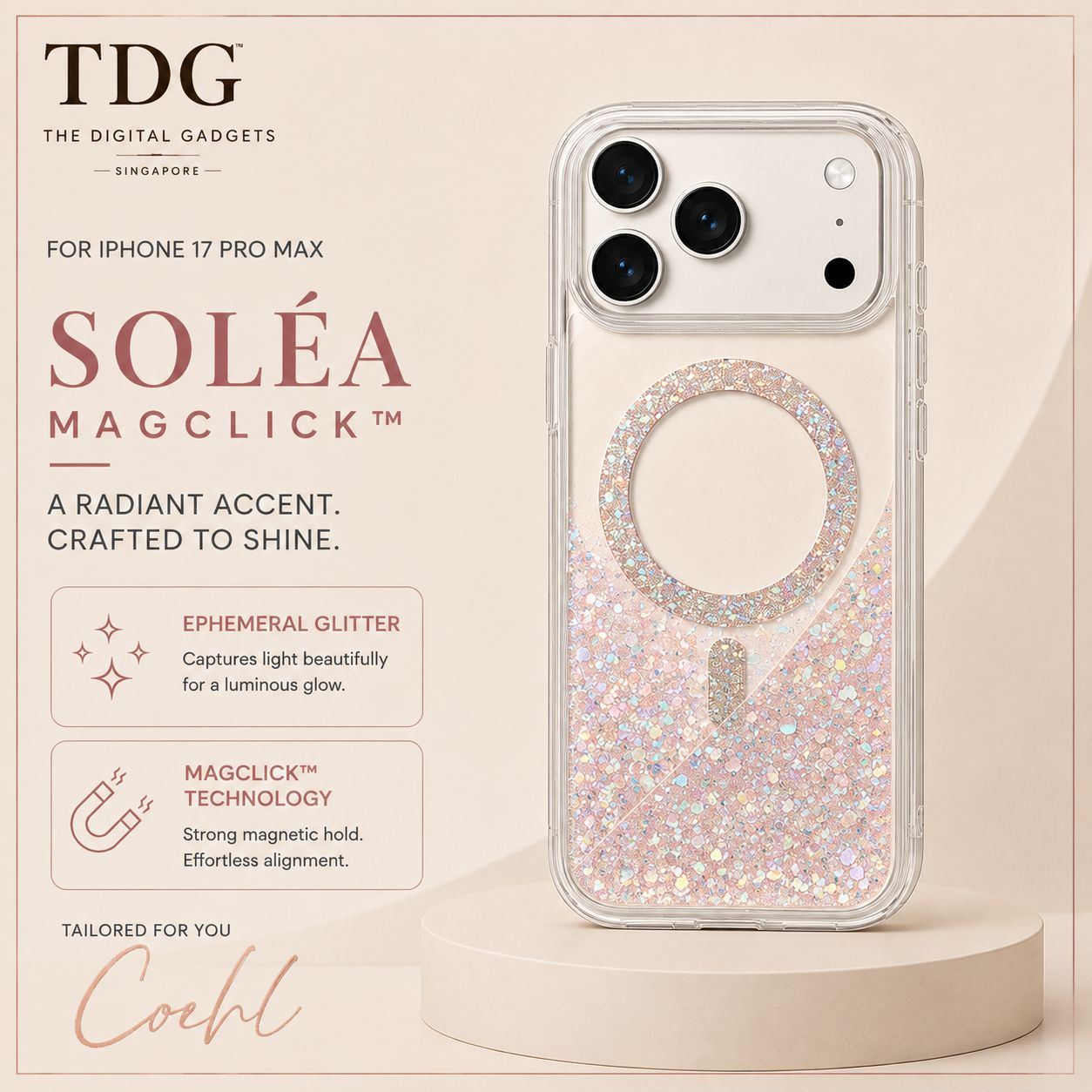 Coehl iPhone 17 Pro Max Solea Case, Pink Haze