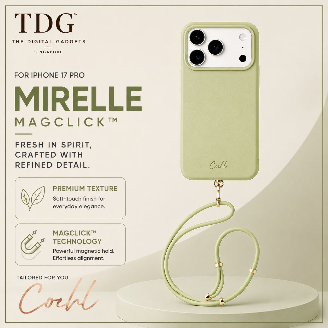 Coehl iPhone 17 Pro Mirelle Case, Lint Green
