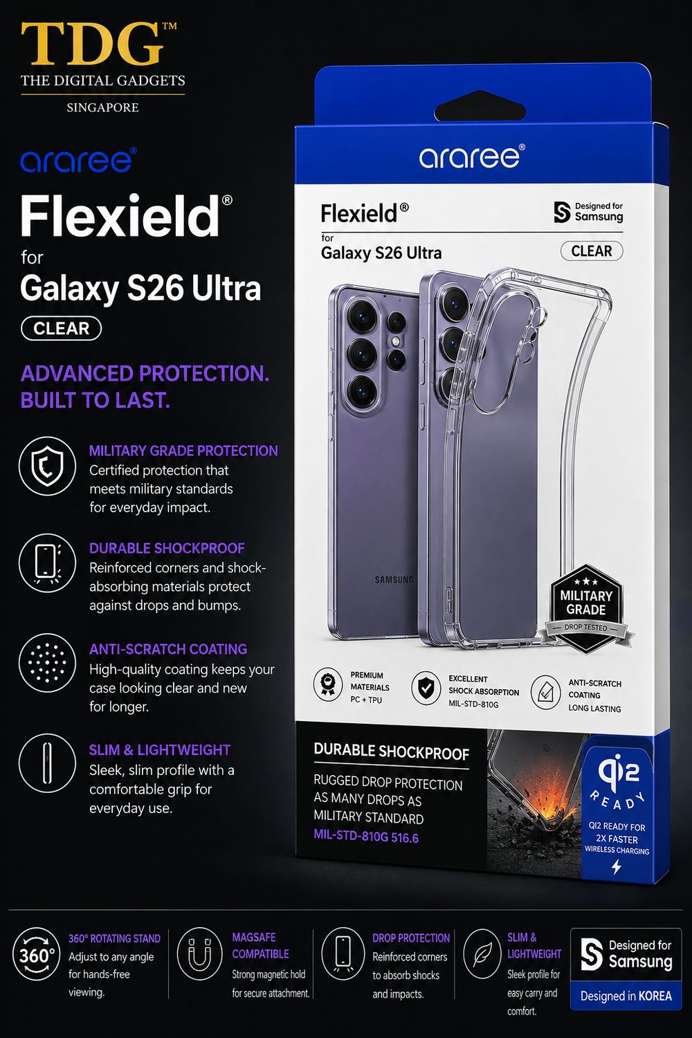 Araree Samsung Galaxy S26 Ultra Flexield Case, Clear