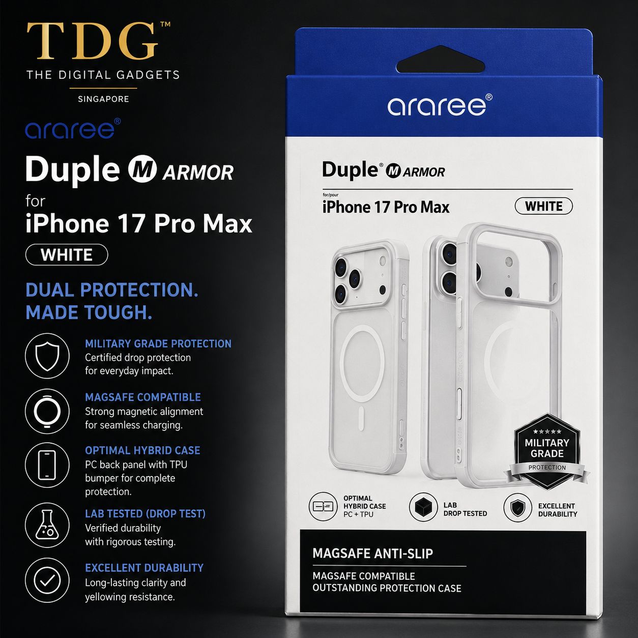 Araree iPhone 17 Pro Max Duple Armor Case, White