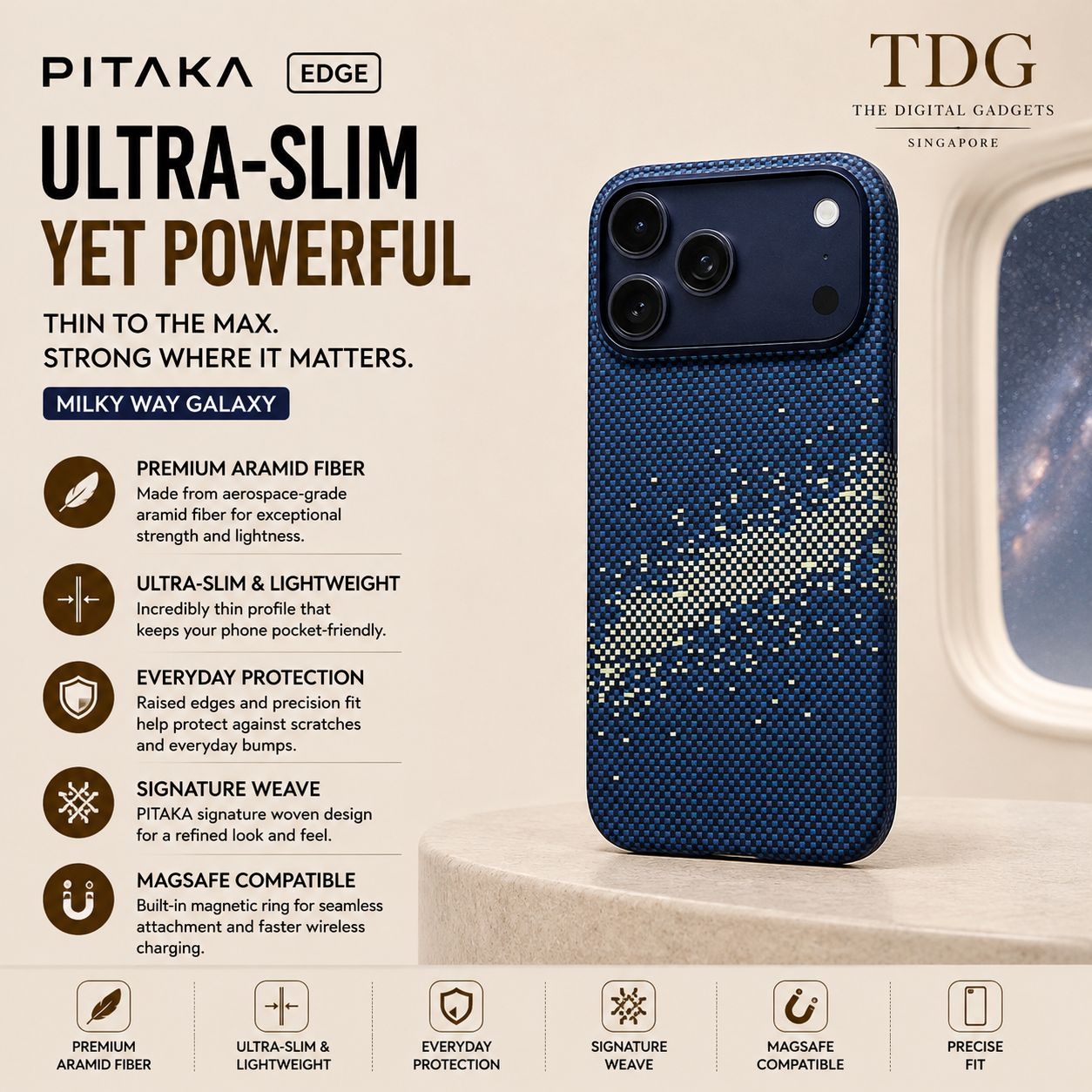 Pitaka iPhone 17 Pro Max Edge Case, Milkly Way Galaxy