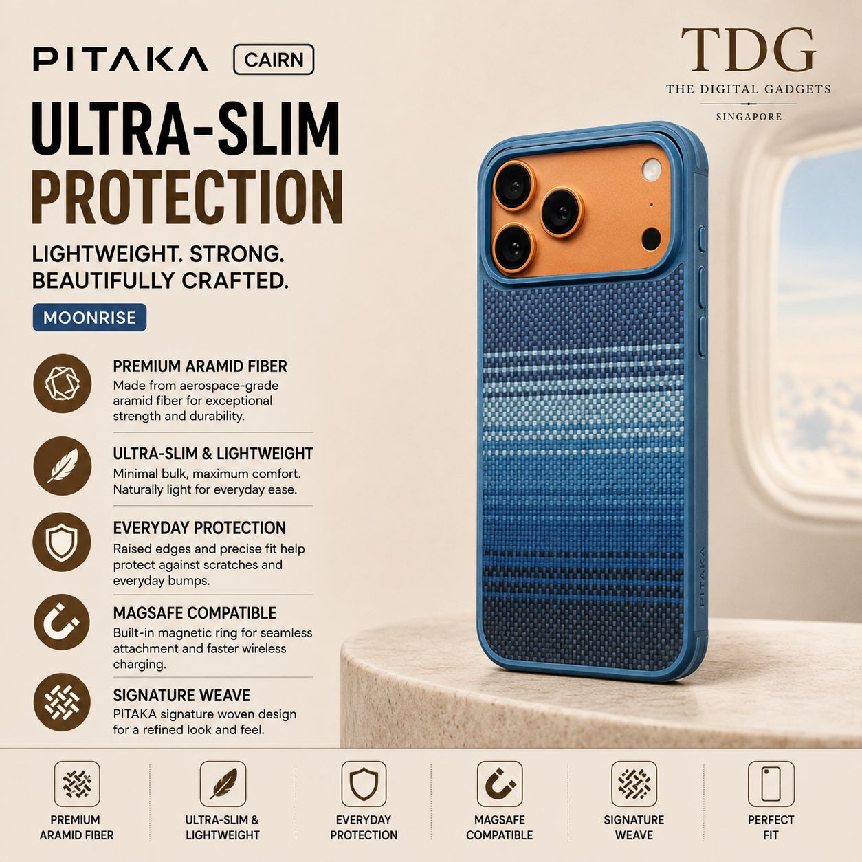 Pitaka iPhone 17 Pro Max Cairn Case, Moonrise