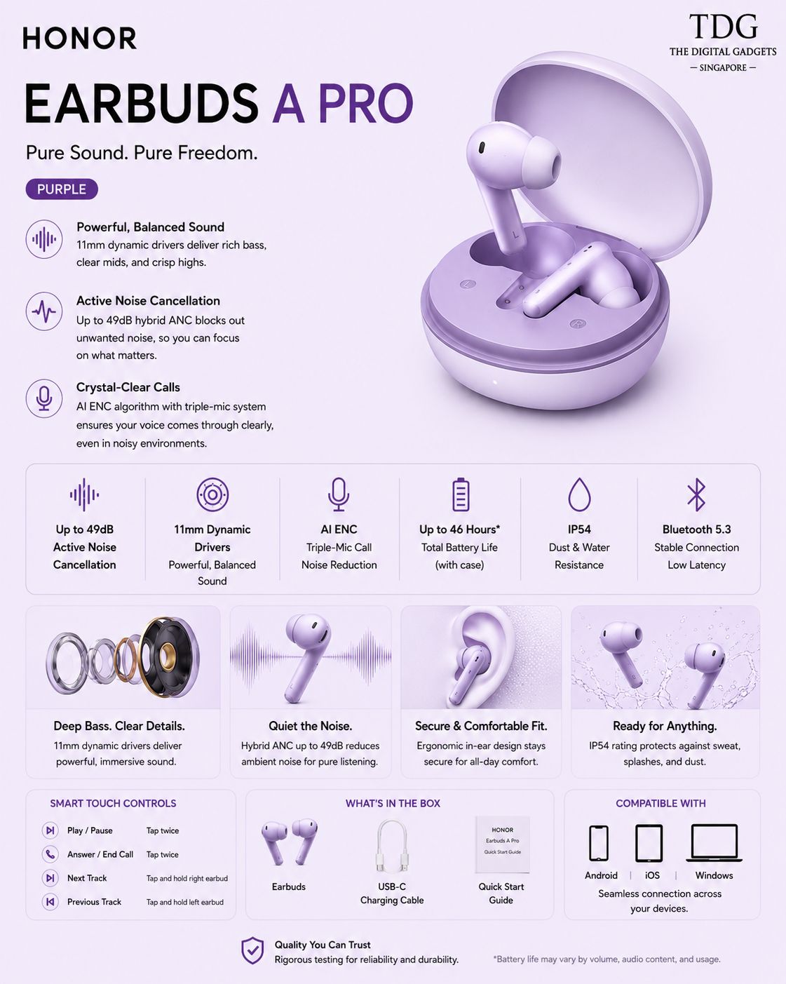 Honor Earbuds A Pro, Purple