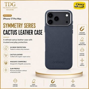 OtterBox iPhone 17 Pro Max Symmetry Cactus Leather MagSafe Case, Riverside Blue