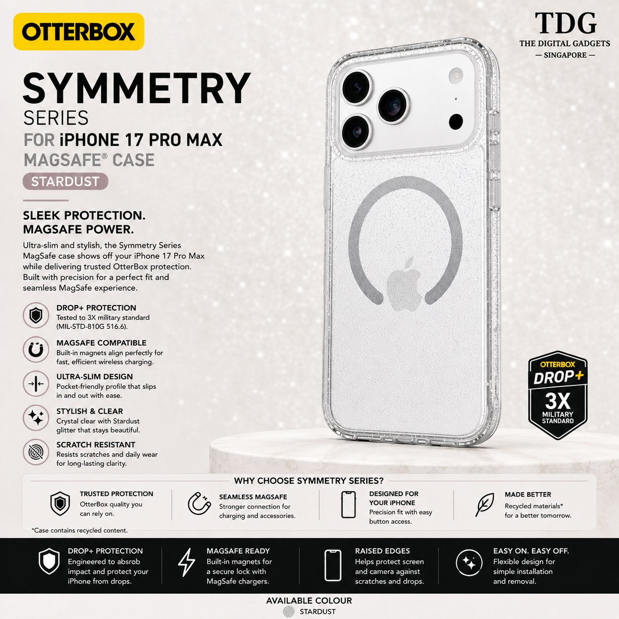 OtterBox iPhone 17 Pro Max Symmetry MagSafe Case, Stardust
