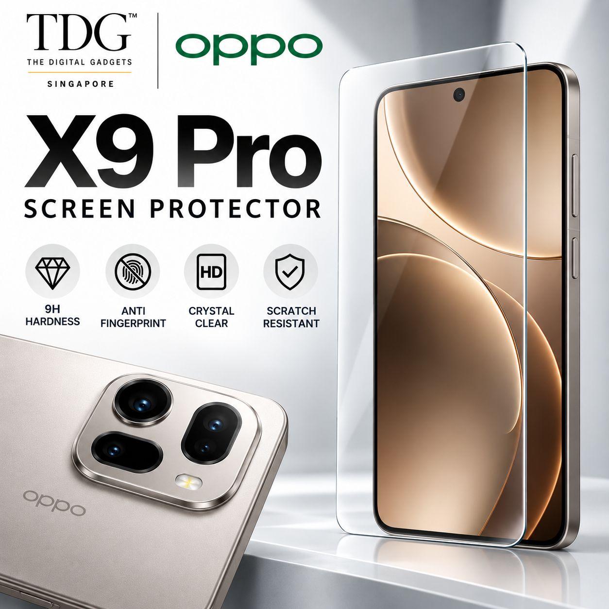 TDG OPPO X9 Pro Screen Protector, Clear