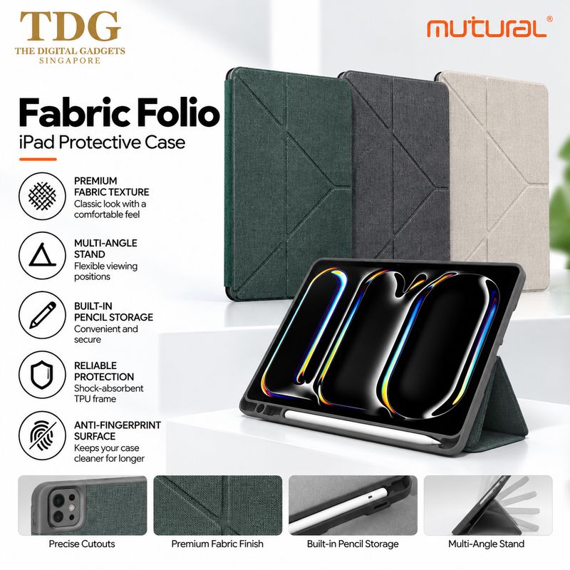 Mutural Fabric Folio iPad Protective Case