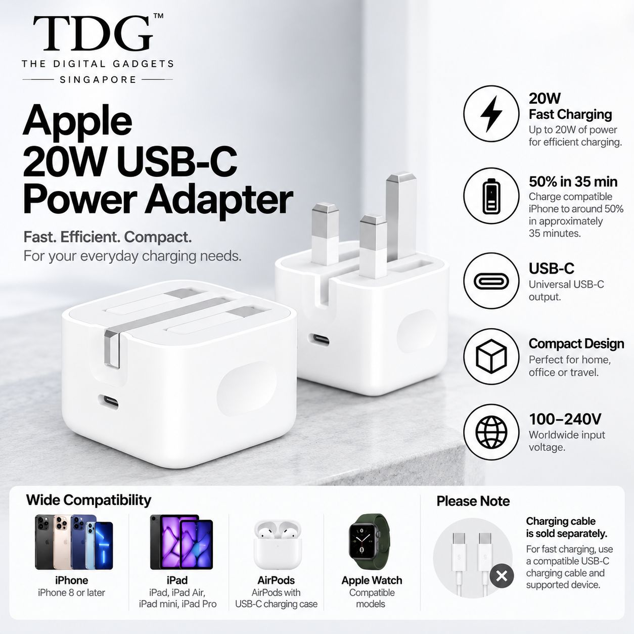 Apple 20W USB-C Power Adapter – White