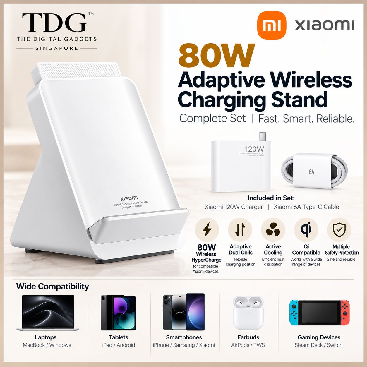 Xiaomi 80W Adaptive Wireless Charging Stand Set