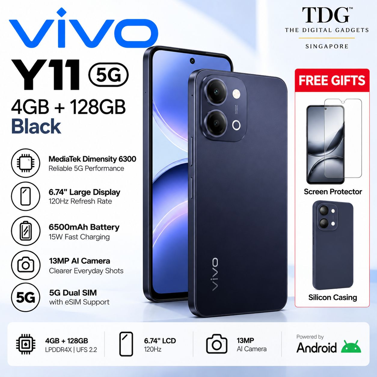 vivo Y11 5G 4GB+128GB – Black